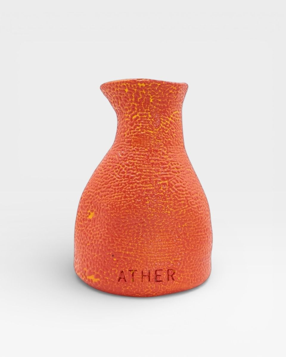 Petit Vase in Speckled Coral Red-Yellow with Dry Flowers Petit Vase in Speckled Coral Red-Yellow with Dry Flowers